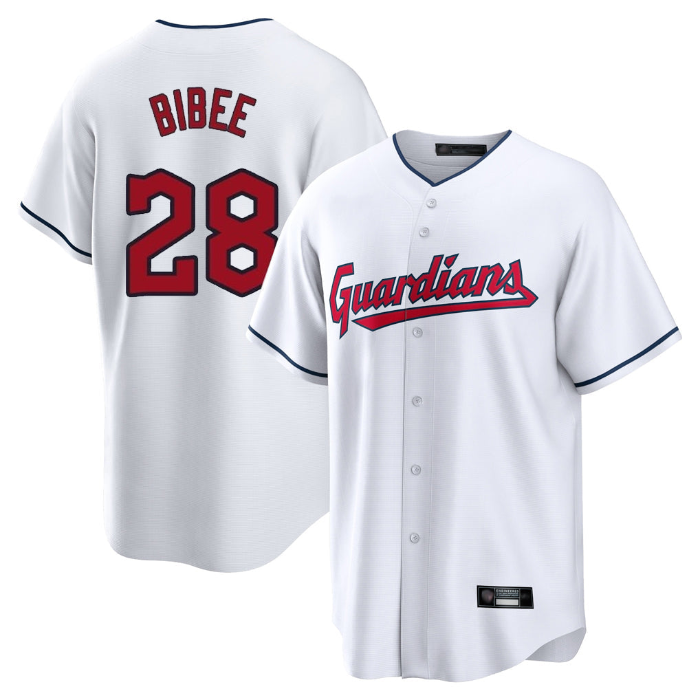 C.Guardians #28 Tanner Bibee Player White Home Game Gdoa Stitched Jerseys