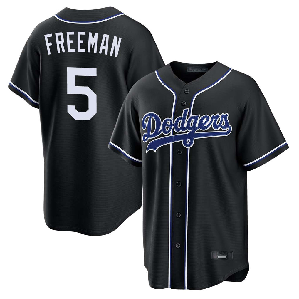 LA.Dodgers #5 Freddie Freeman Player Black Carbon Limited Home Gdoa Stitched Jerseys