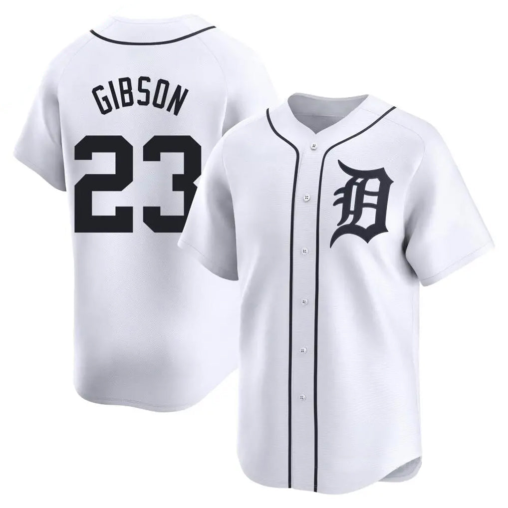 D.Tigers #23 Kirk Gibson Player White Home Limited Gdoa Stitched Jerseys