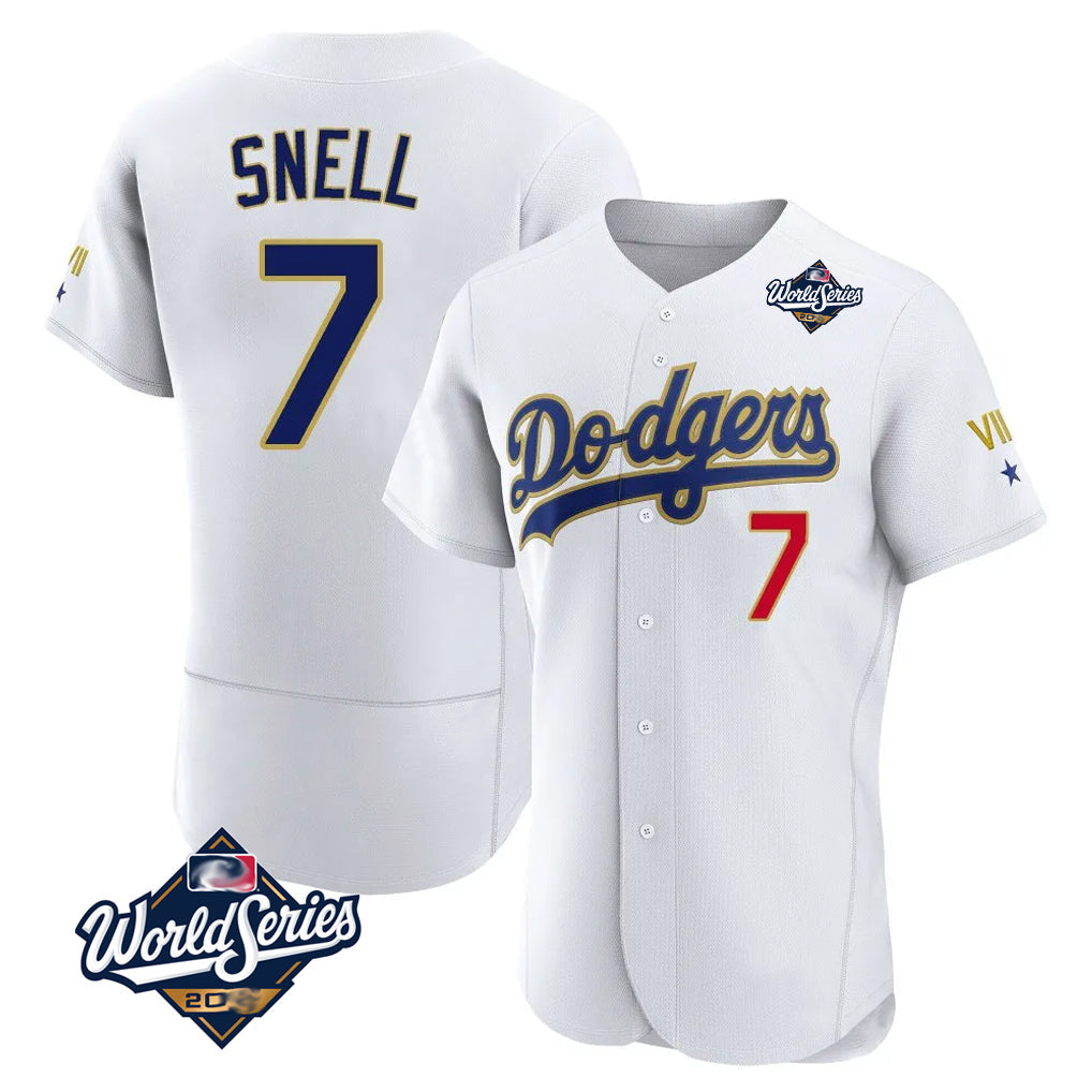 LA.Dodgers #7 Blake Snell Player Gold White 2026 Collection Stadium Limited Elite World Series Gdoa Stitched Jerseys
