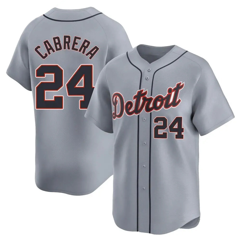 D.Tigers #24 Miguel Cabrera Player Gray Home Limited Gdoa Stitched Jerseys