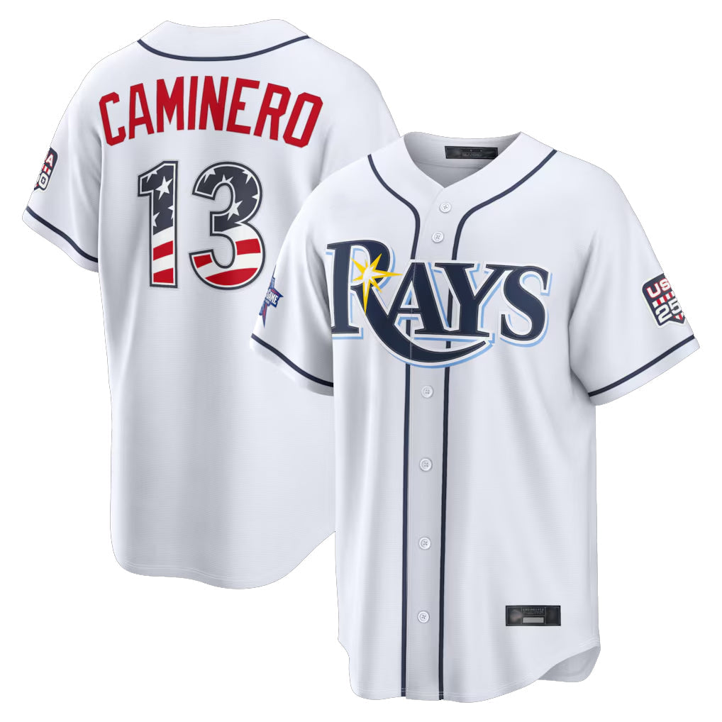 T.Bay Rays #13 Junior Caminero Player White 2026 All-Star Edition Stars & Stripes Home Game Gdoa250Ys Stitched Jerseys