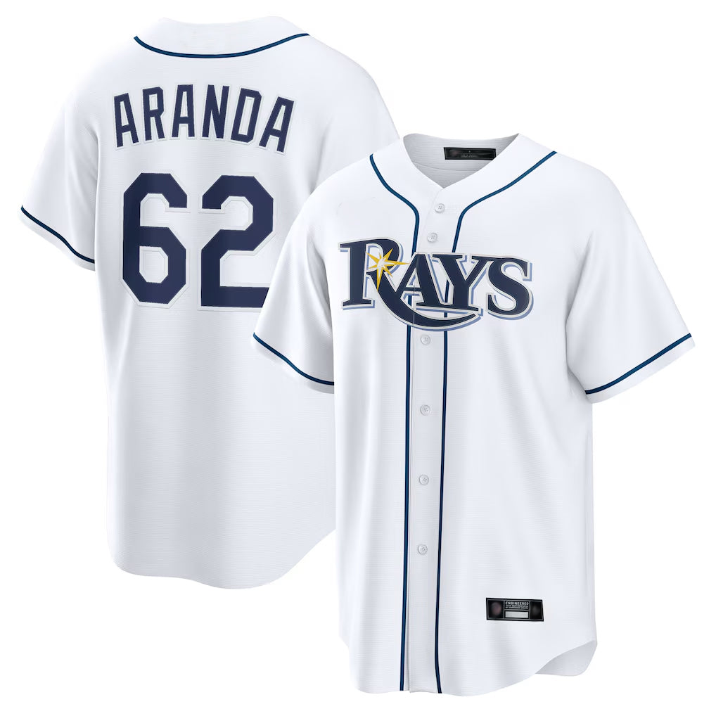 T.Bay Rays #62 Jonathan Aranda Player White Home Game Stitched Jerseys