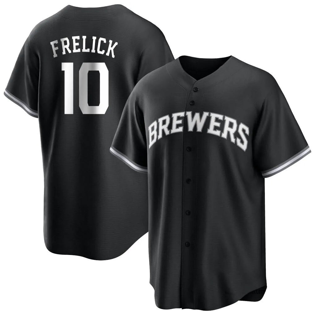 M.Brewers #10 Sal Frelick Player Black Game Home Gdoa Stitched Jerseys