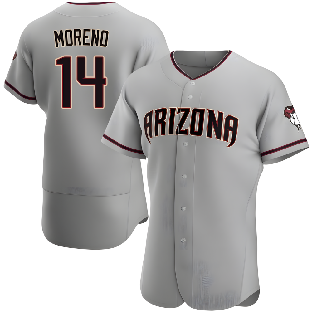A.Diamondbacks #14 Gabriel Moreno Player Gray Authentic Road Stitched Jerseys