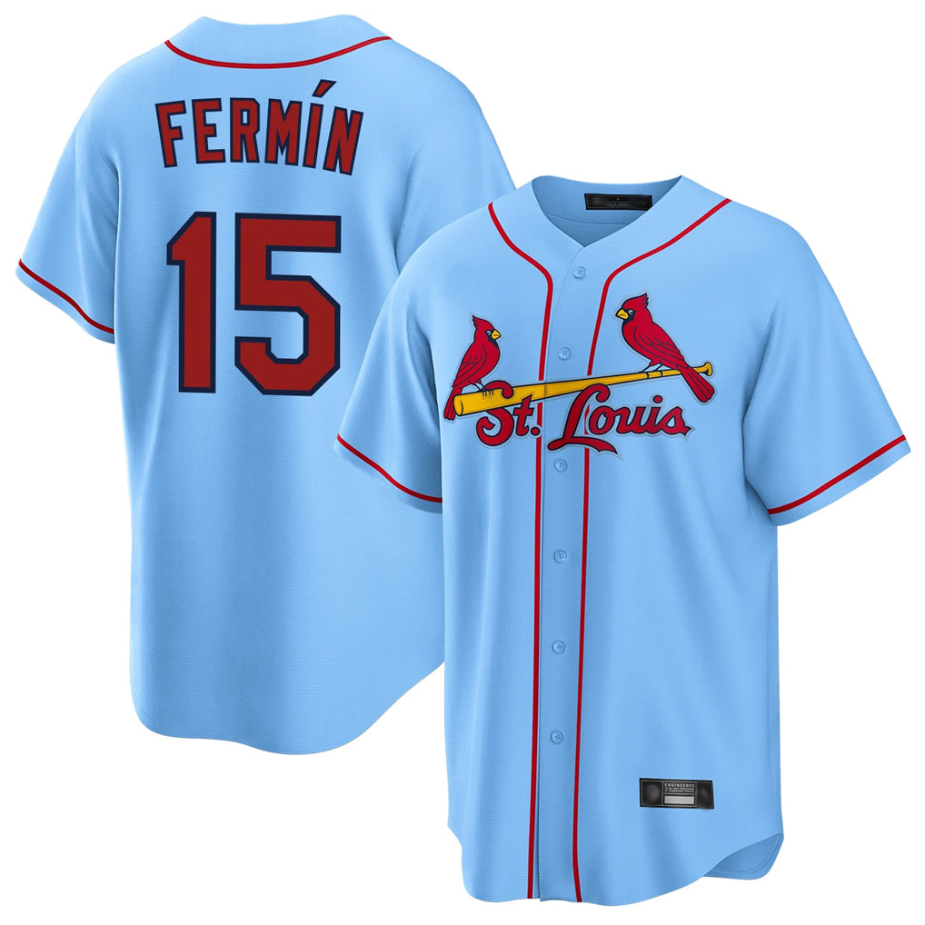 St. Louis Cardinals #15 Jose Fermin Player Light Blue Home Game Stitched Jerseys