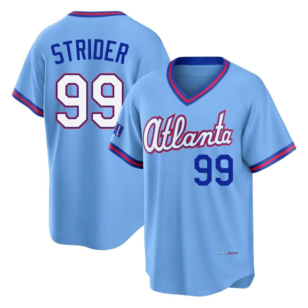 A.Braves #99 Spencer Strider Player Powder Blue 2026 City Connect T-shirt Home Game Gdoa Stitched Jerseys