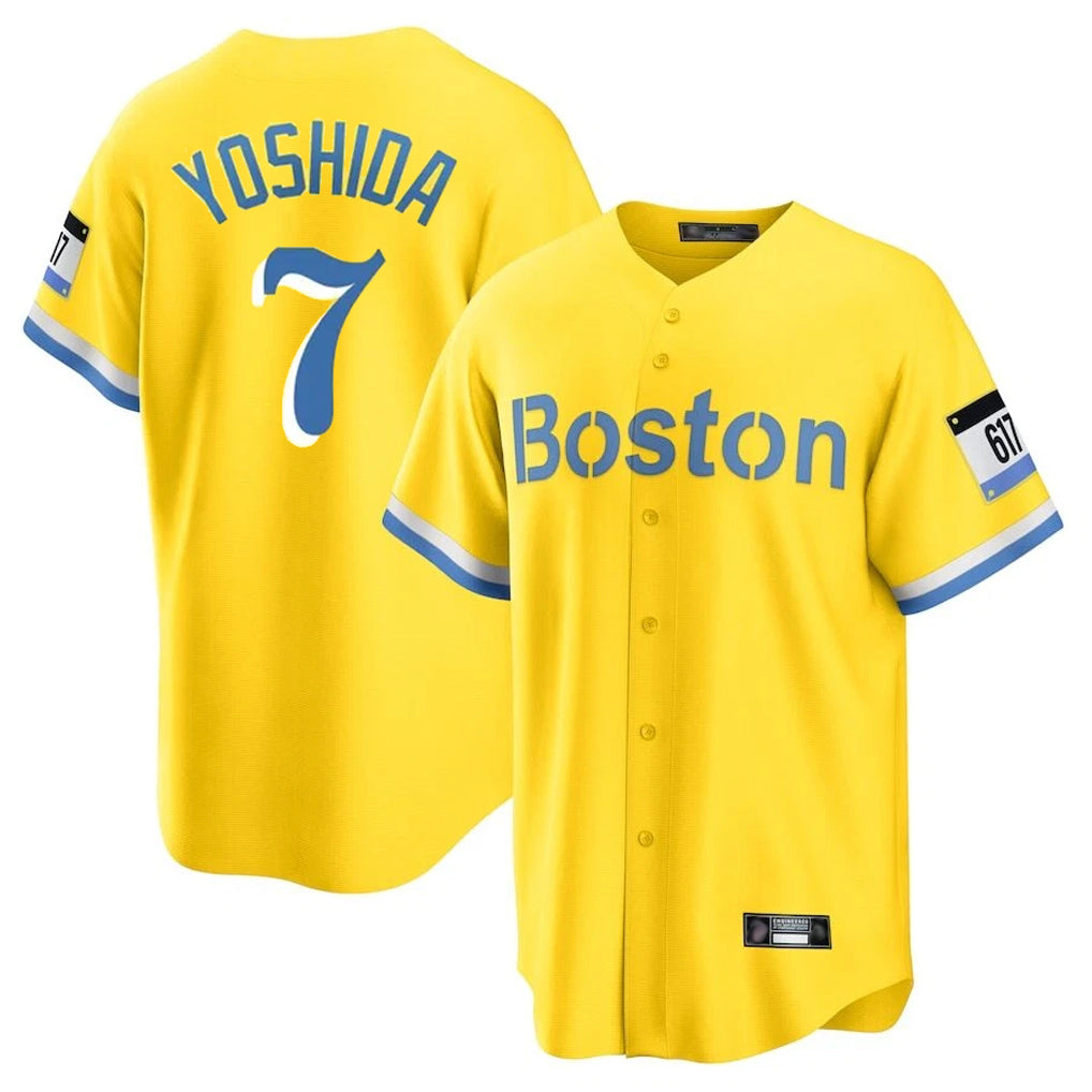 B.Red Sox #7 Masataka Yoshida Player Yellow Home Game Gdoa Stitched Jerseys