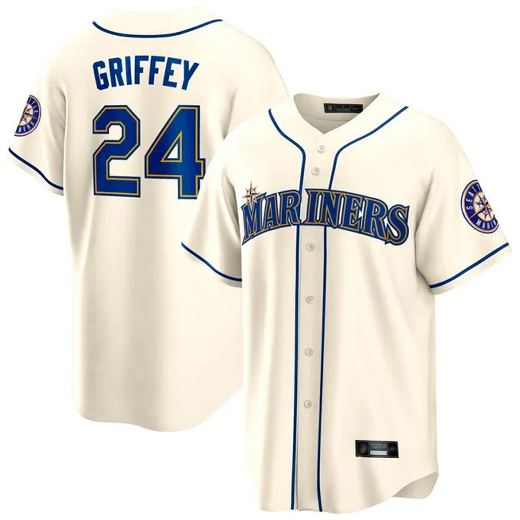 S.Mariners #24 Ken Griffey Jr Player Cream Cooperstown Home Limited Stitched Jerseys