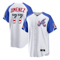 A.Braves #77 Joe Jimenez Player White USA 250 Fourth Of July City Connect Home Game Gdoa250Ys Stitched Jerseys