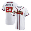 A.Braves #23 Michael Harris II Player White Gold Limited Elite Home Game Gdoa Stitched Jerseys