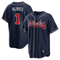 A.Braves #1 Ozzie Albies Player Navy Home Game Gdoa Stitched Jerseys