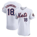NY.Mets #18 Darryl Strawberry Player White Home Limited Elite Gdoa Stitched Jerseys