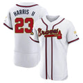 A.Braves #23 Michael Harris II player White&Gold Authentic Program Stitched Jerseys