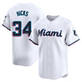 M.Marlins #34 Liam Hicks Player White  Home Limited Gdoa Stitched Jerseys