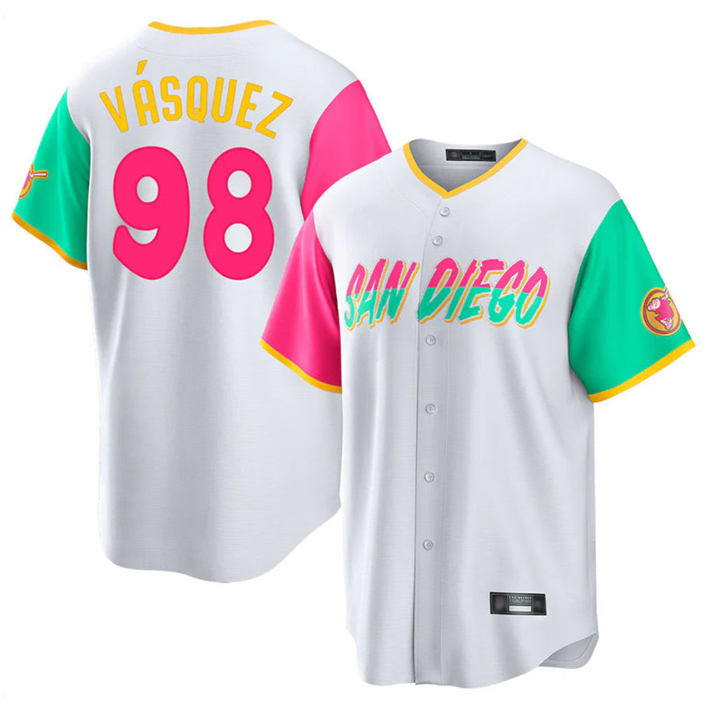 S.Diego Padres #98 Randy Vasquez Player White City Connect Home Game Gdoa Stitched Jerseys