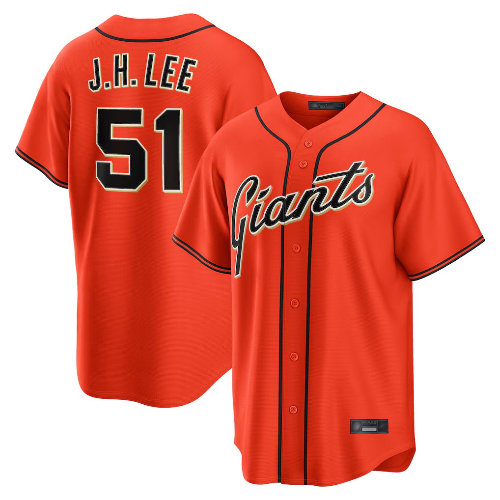 SF.Giants #51 Jung Hoo Lee Player Orange Home Game Gdoa Stitched Jerseys
