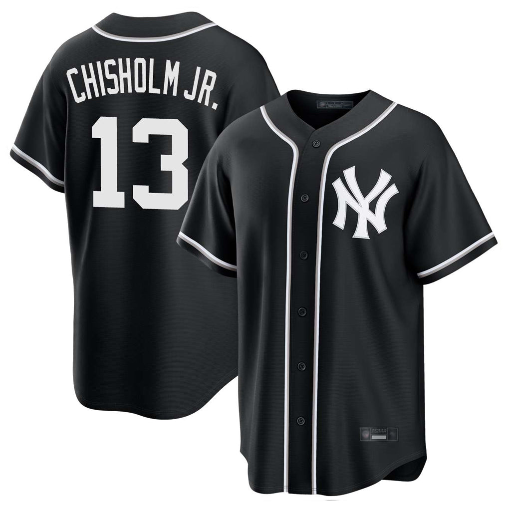 NY.Yankees #13 Jazz Chisholm Jr Player Black Out Game Stitched Jerseys