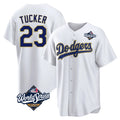 LA.Dodgers #23 Kyle Tucker Player Gold White World Series 2026 Collection Stadium Game Gdoa Stitched Jerseys