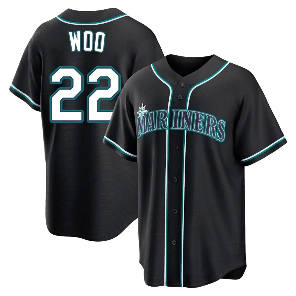 S.Mariners #22 Bryan Woo Player Black Fashion Home Limited Gdoa Stitched Jerseys