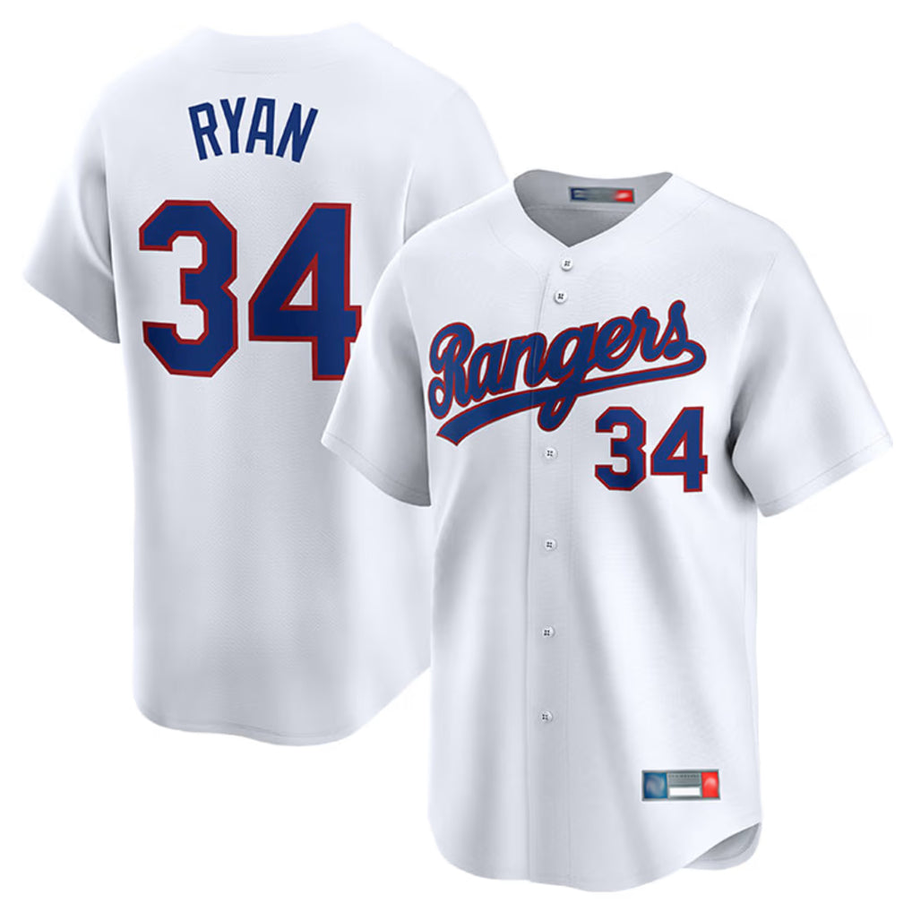 T.Rangers #34 Nolan Ryan Player White Home Limited Stitched Jerseys