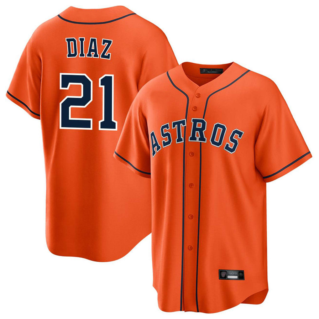 H.Astros #21 Yainer Diaz Player Orange Home Game Gdoa Stitched Jerseys