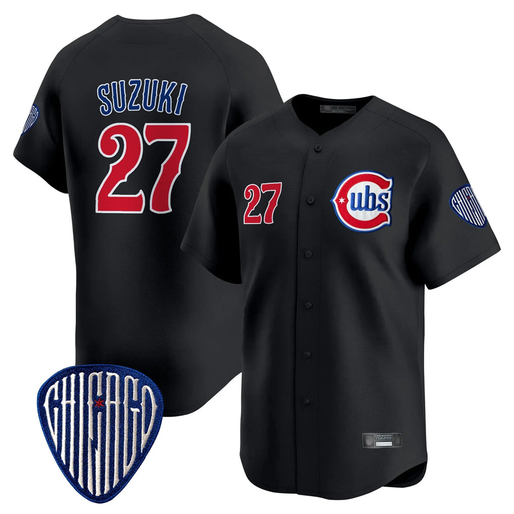 C.Cubs #27 Seiya Suzuki Player Black Vapor Premier Limited Home Gdoa Stitched Jerseys
