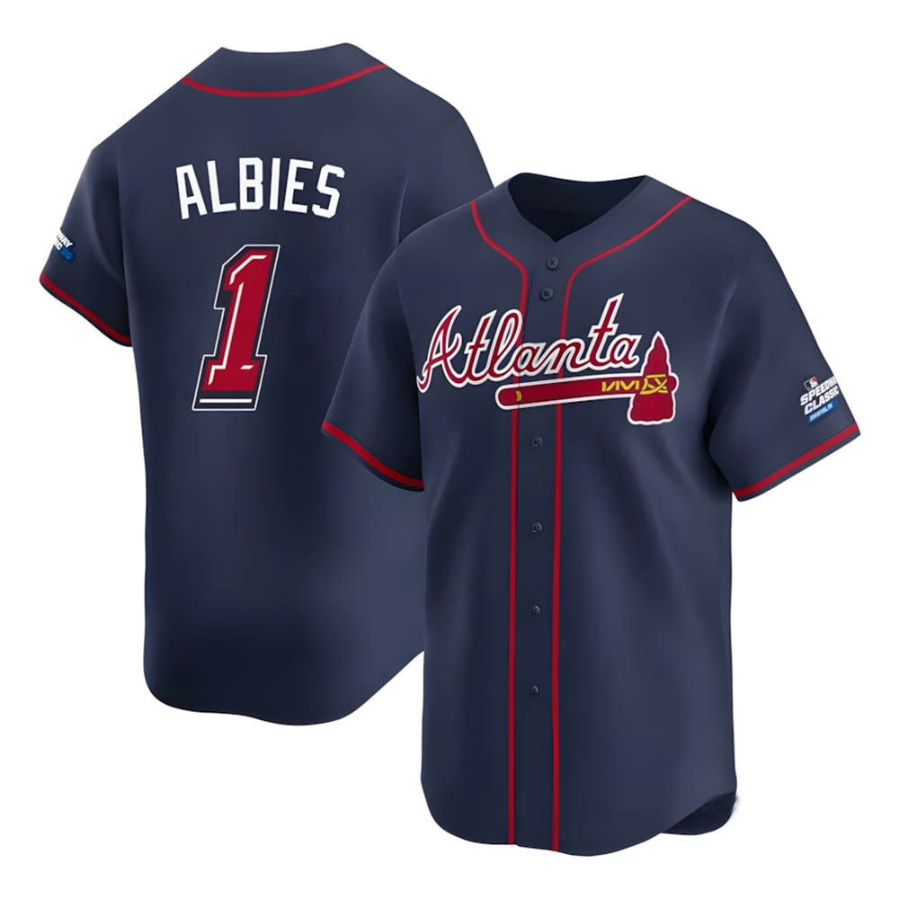 A.Braves #1 Ozzie Albies player Navy Limited 2025 Speedway Classic Alternate Stitched Jerseys