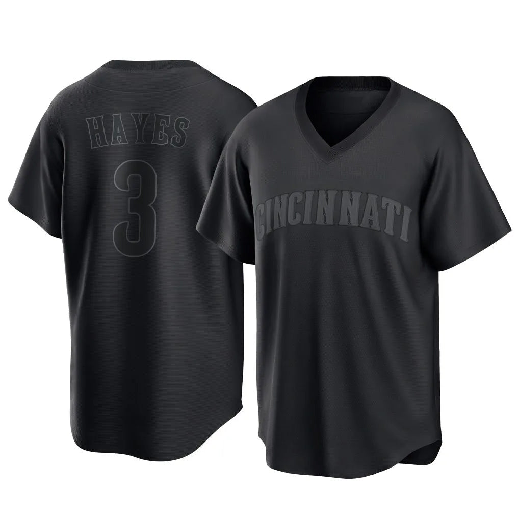 C.Reds #3 Ke'Bryan Hayes Player Black T-shirt Game Home Gdoa Stitched Jerseys