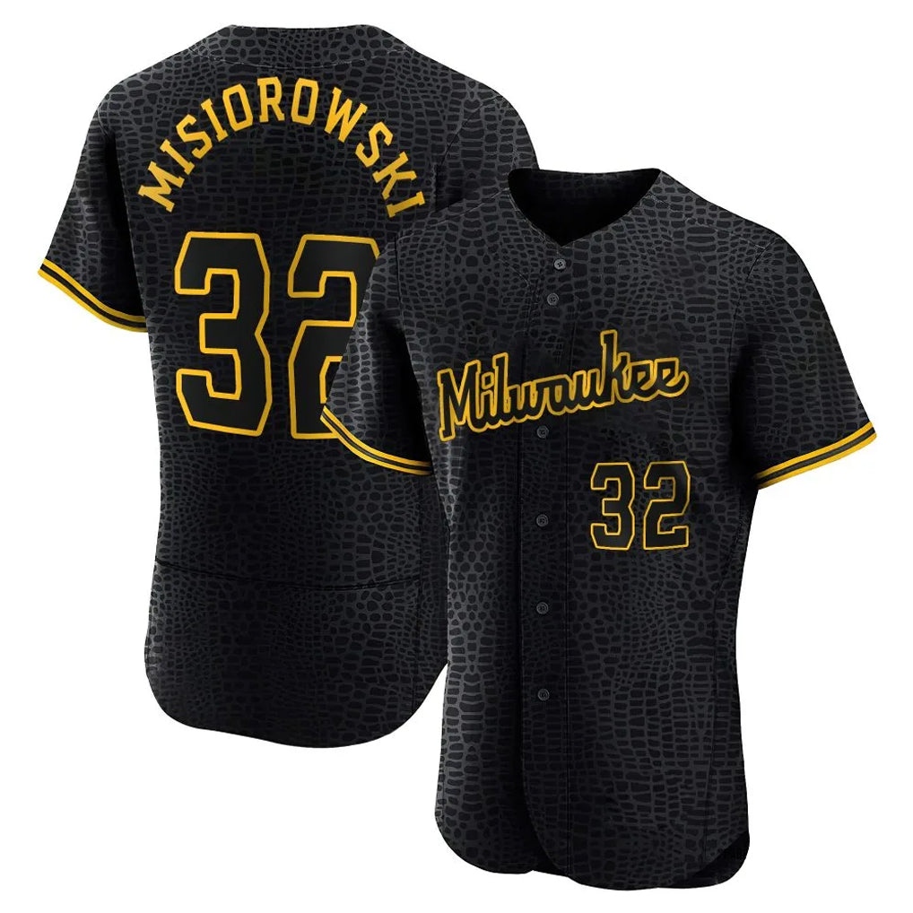 M.Brewers #32 Jacob Misiorowski Player Black Snake Skin City Home Limited Elite Gdoa Stitched Jerseys