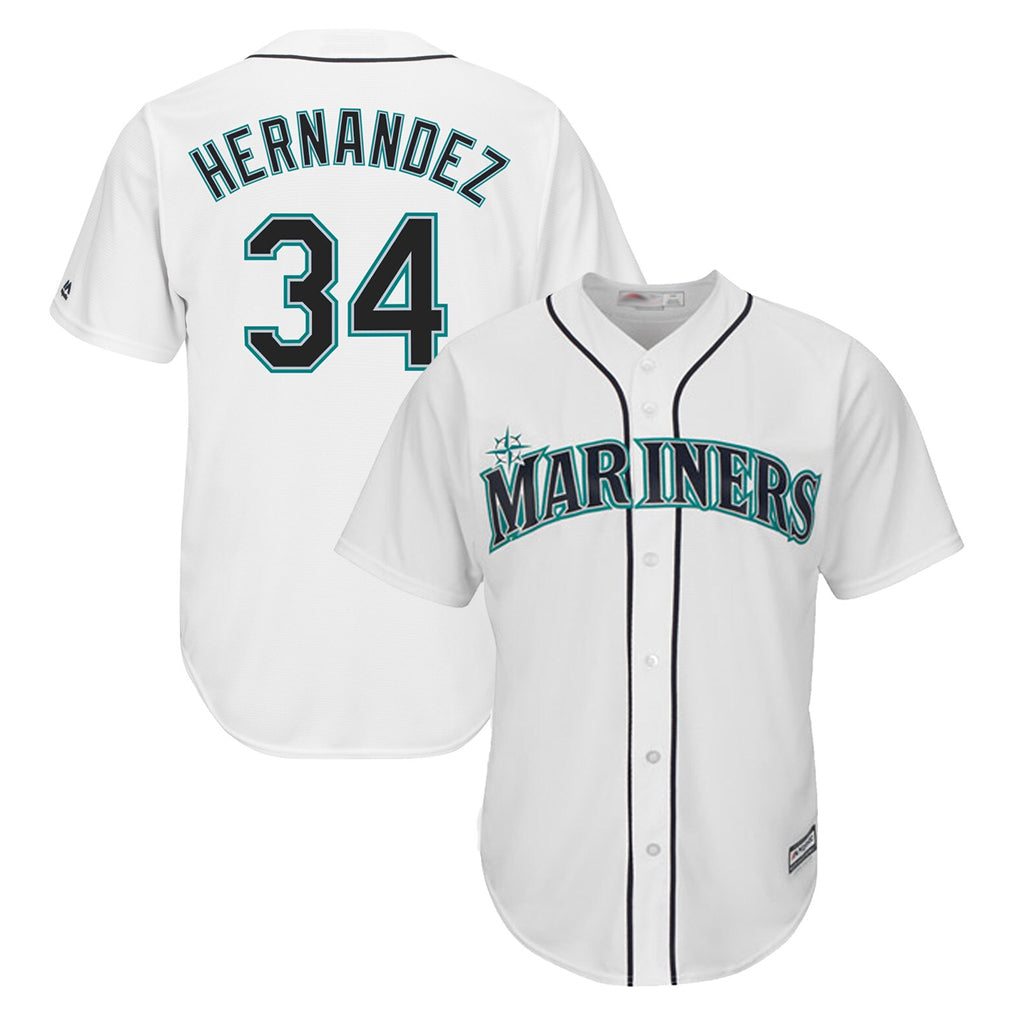 S.Mariners #34 Felix Hernandez Player White Majestic Home Cool Base Limited Gdoa Stitched Jerseys