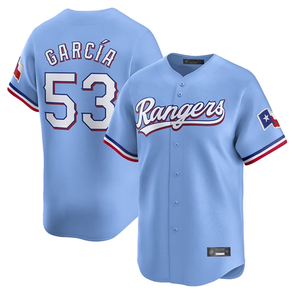 T.Rangers #53 Adolis Garcia Player Light Blue Home Limited Stitched Jerseys