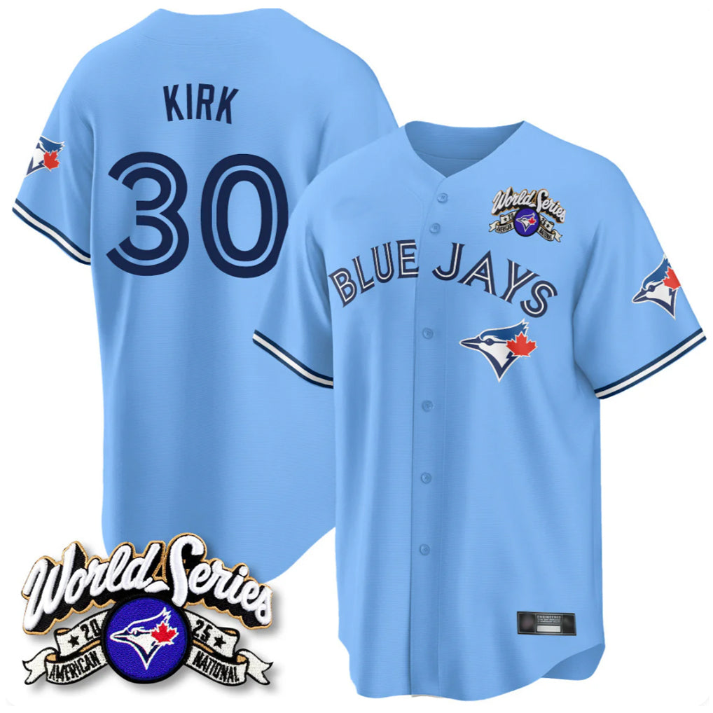 T.Blue Jays #30 Alejandro Kirk Player Blue 2025 American League All Stitched Jerseys