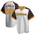 S.Diego Padres #58 Wandy Peralta Player White Home Cooperstown Collection Replica Game Stitched Jerseys