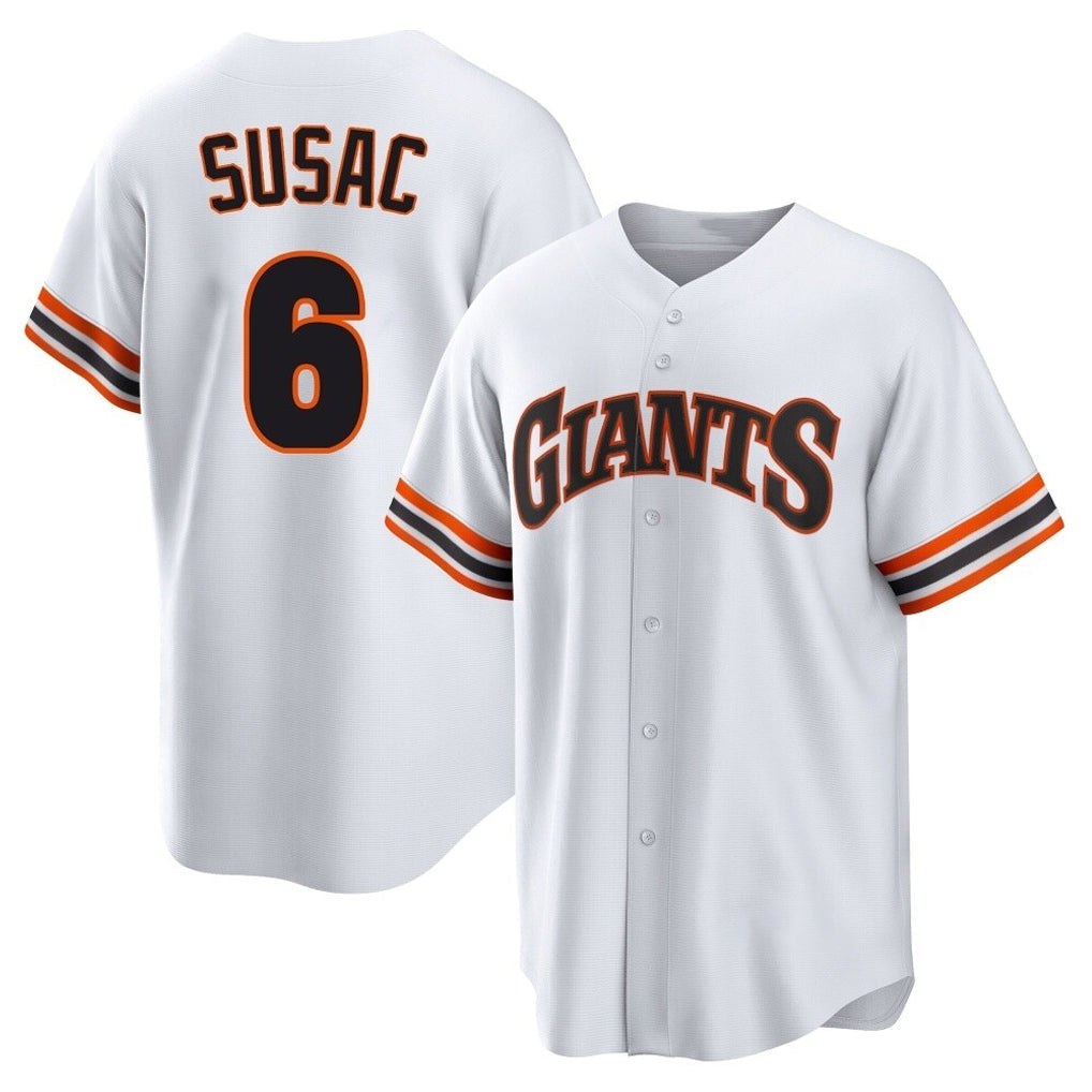 SF.Giants #6 Daniel Susac Player White Home Game Gdoa Stitched Jerseys