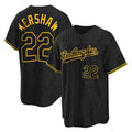 LA.Dodgers #22 Clayton Kershaw Player Black Snake Skin City Game Home Gdoa Stitched Jerseys