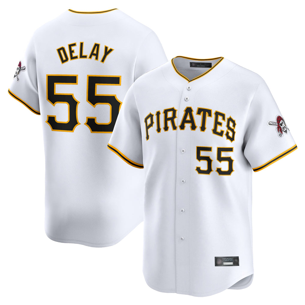 P.Pirates #55 Jason Delay Player White Home Limited Stitched Jerseys