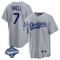 LA.Dodgers #7 Blake Snell Player Gray Game World Series Meet Gdoa Stitched Jerseys