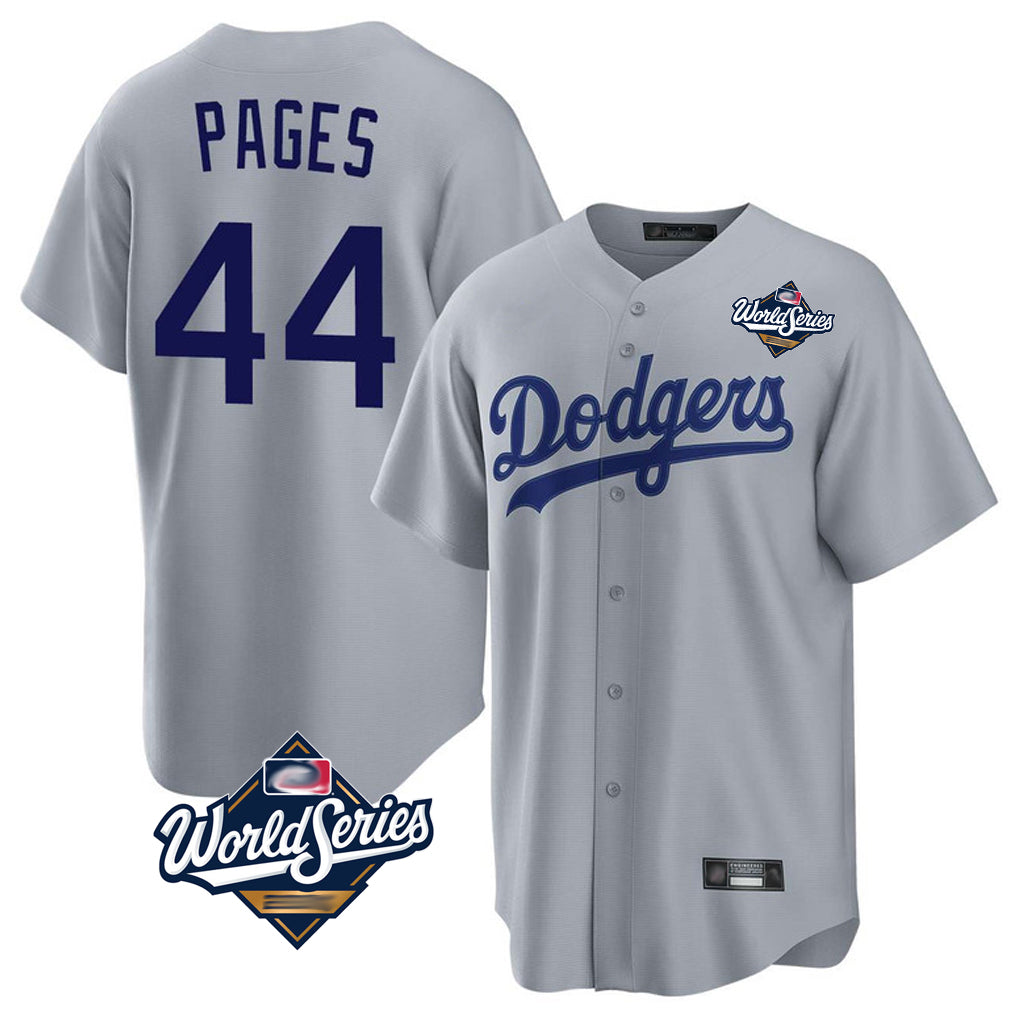 LA.Dodgers #44 Andy Pages Player Gray World Series Game Gdoa Stitched Jerseys