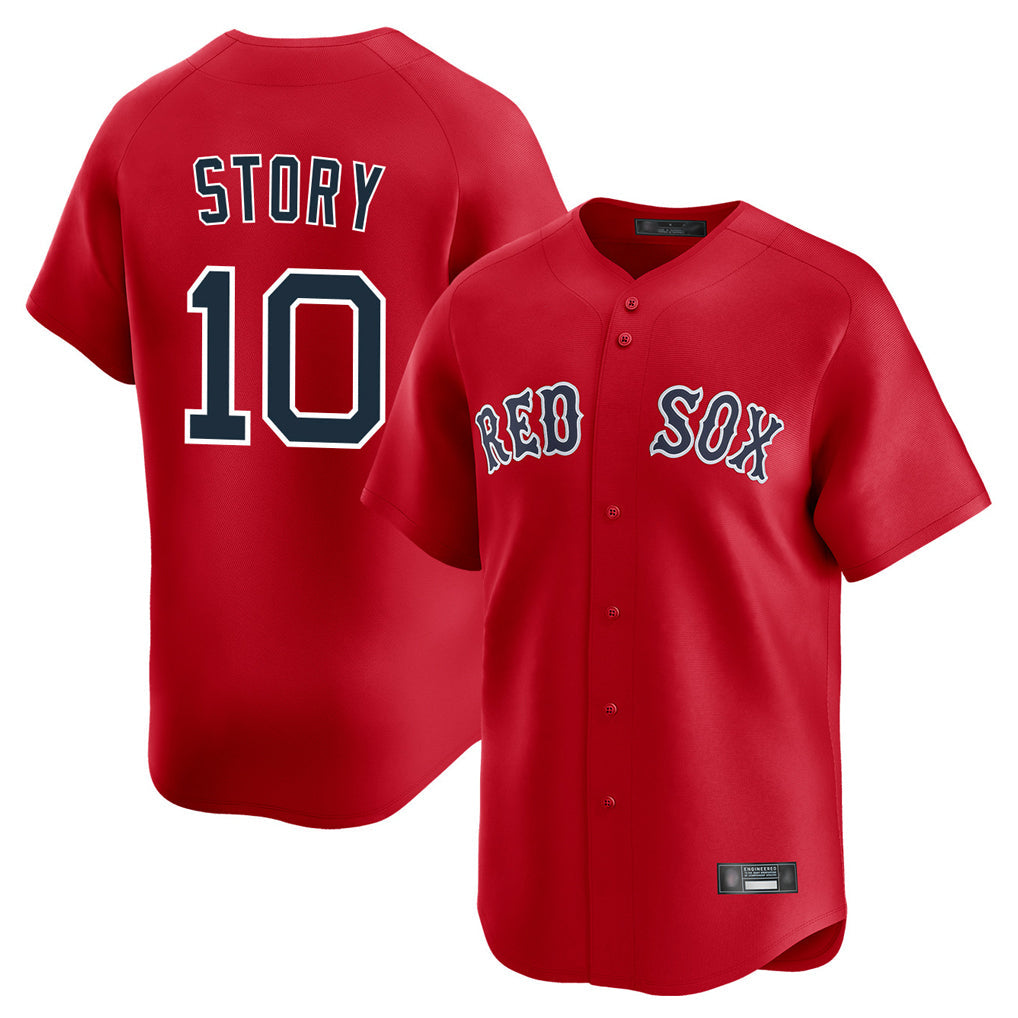 B.Red Sox #10 Trevor Story Player Red Limited Home Game Gdoa Stitched Jerseys