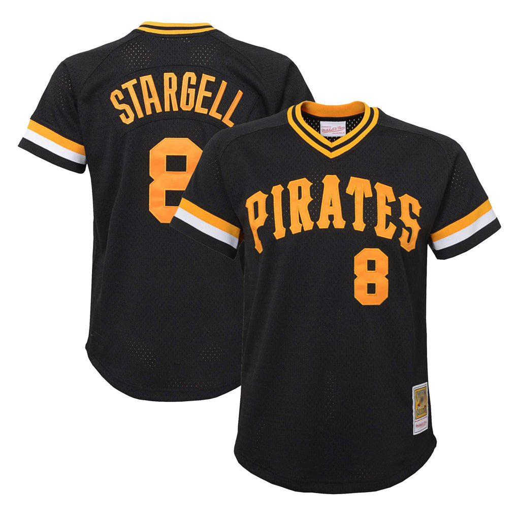 P.Pirates #8 Willie Stargell Player Black Mitchell & Ness Black Cooperstown Collection Mesh Batting Limited Stitched Jerseys