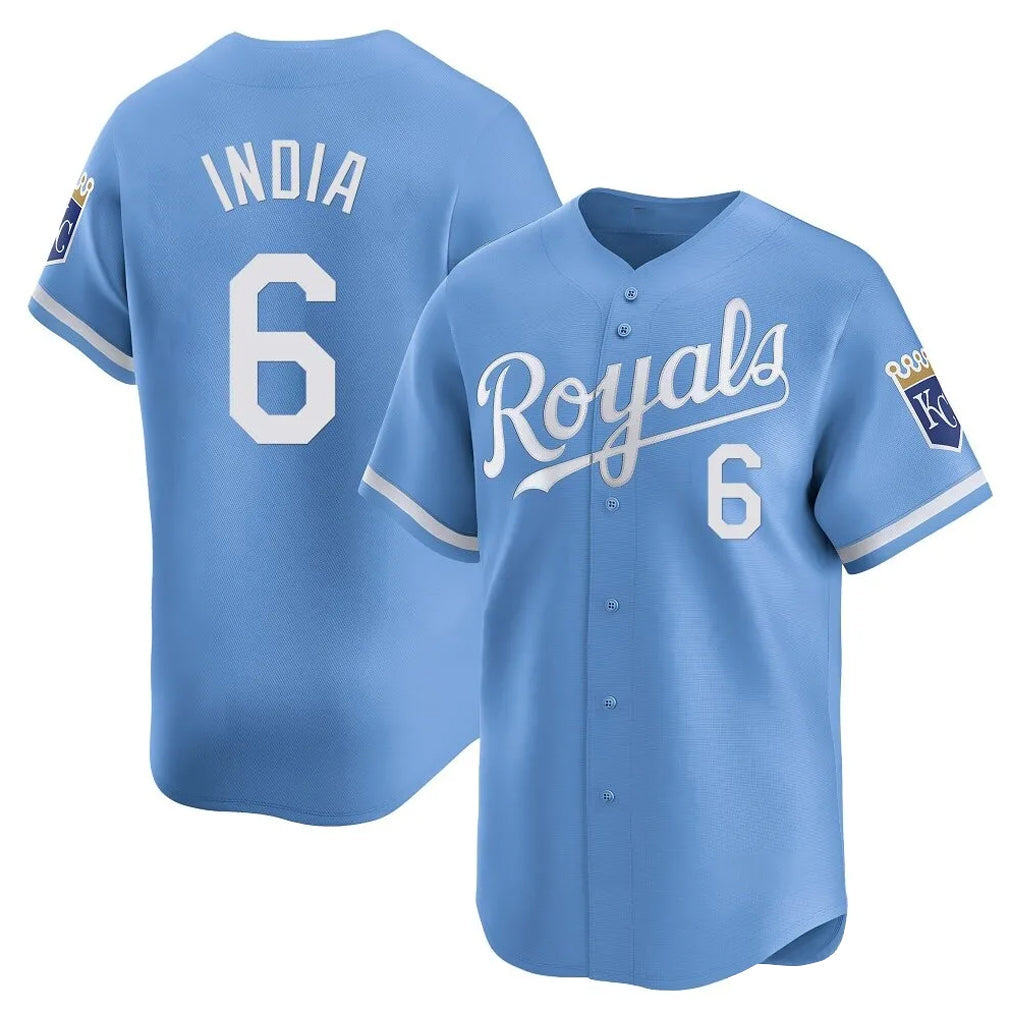 KC.Royals #6 Jonathan India Player Light Blue Alt Limited Home Gdoa Stitched Jerseys