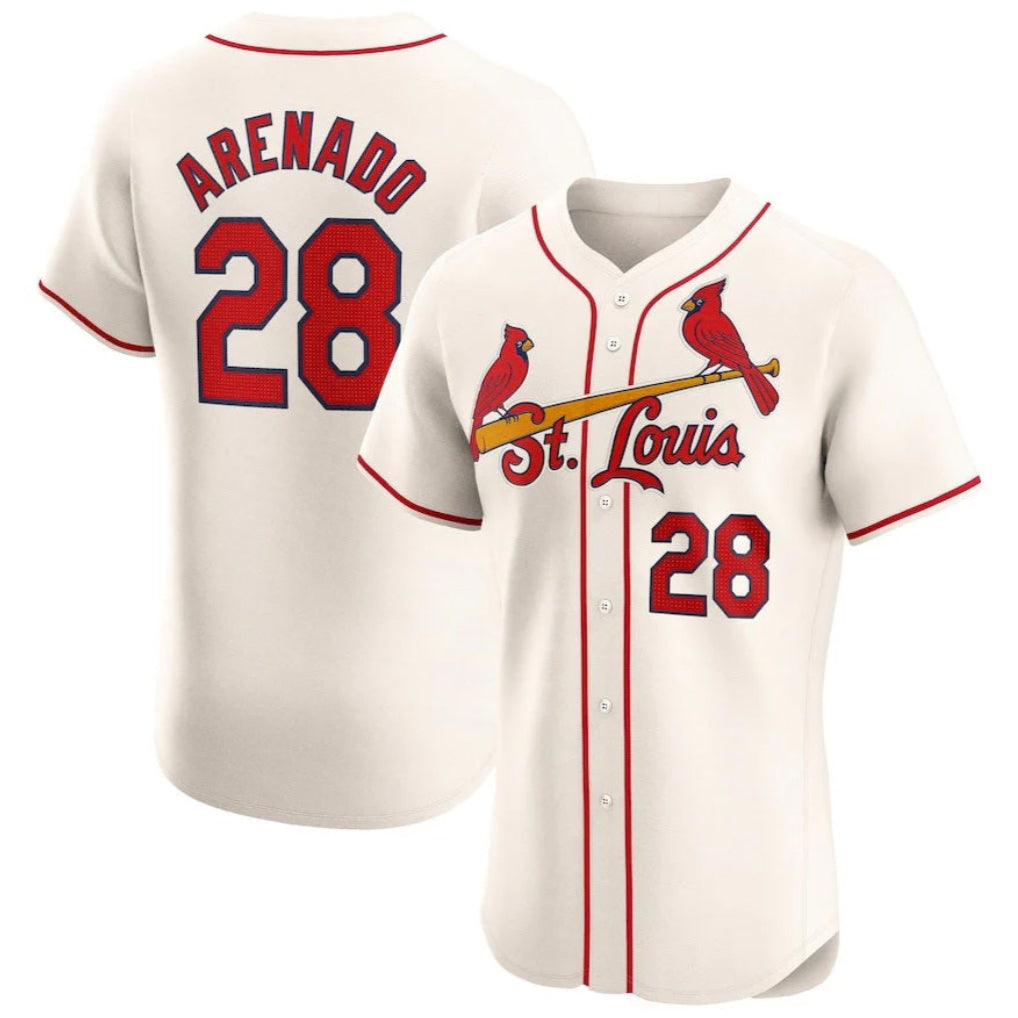 St. Louis Cardinals #28 Nolan Arenado Player Cream Home Limited Elite Stitched Jerseys