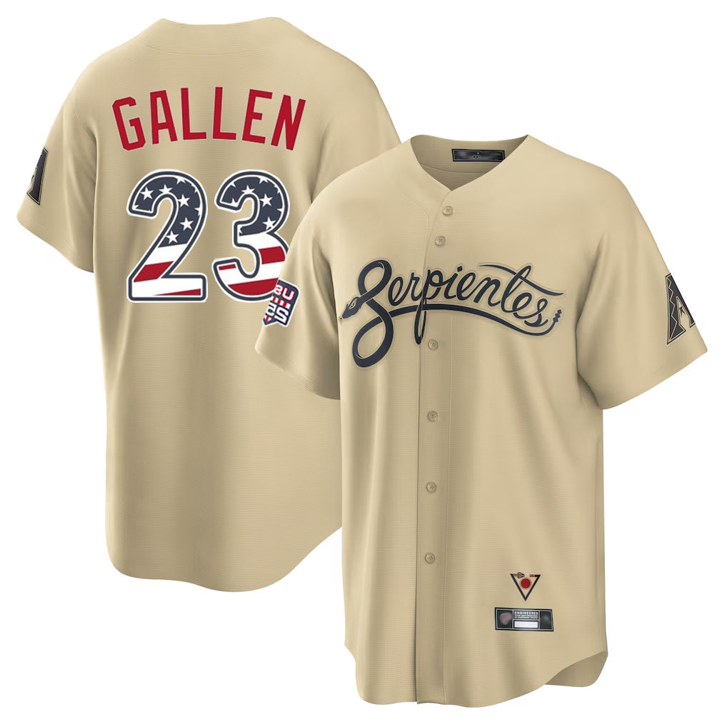 A.Diamondbacks #23 Zac Gallen Player Tan USA 250 Fourth of July Home Game Gdoa250Ys Stitched Jerseys