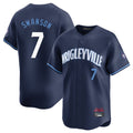 C.Cubs #7 Dansby Swanson Player Navy City Connect Limited Home Gdoa Stitched Jerseys