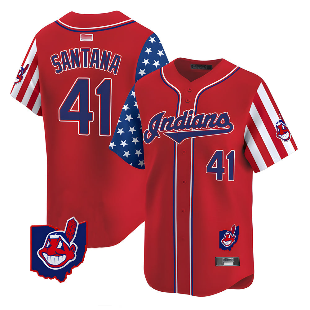 A.Diamondbacks #41 Carlos Santana Player Red Independence Day Vapor Premier Limited Stitched Jersey