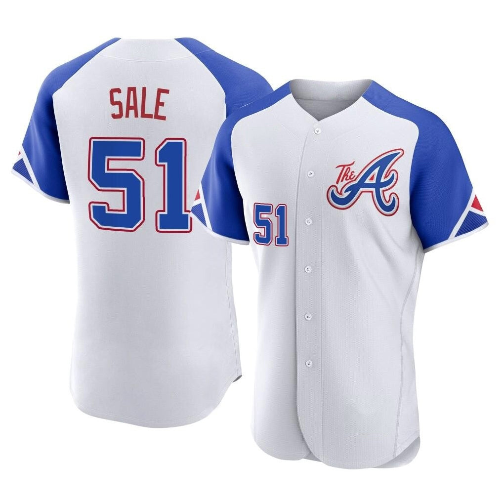 A.Braves #51 Chris Sale Player White City Connect Limited Elite Home Game Gdoa Stitched Jerseys