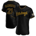 P.Pirates #21 Roberto Clemente Player Black Home Limited Elite Gdoa Stitched Jerseys