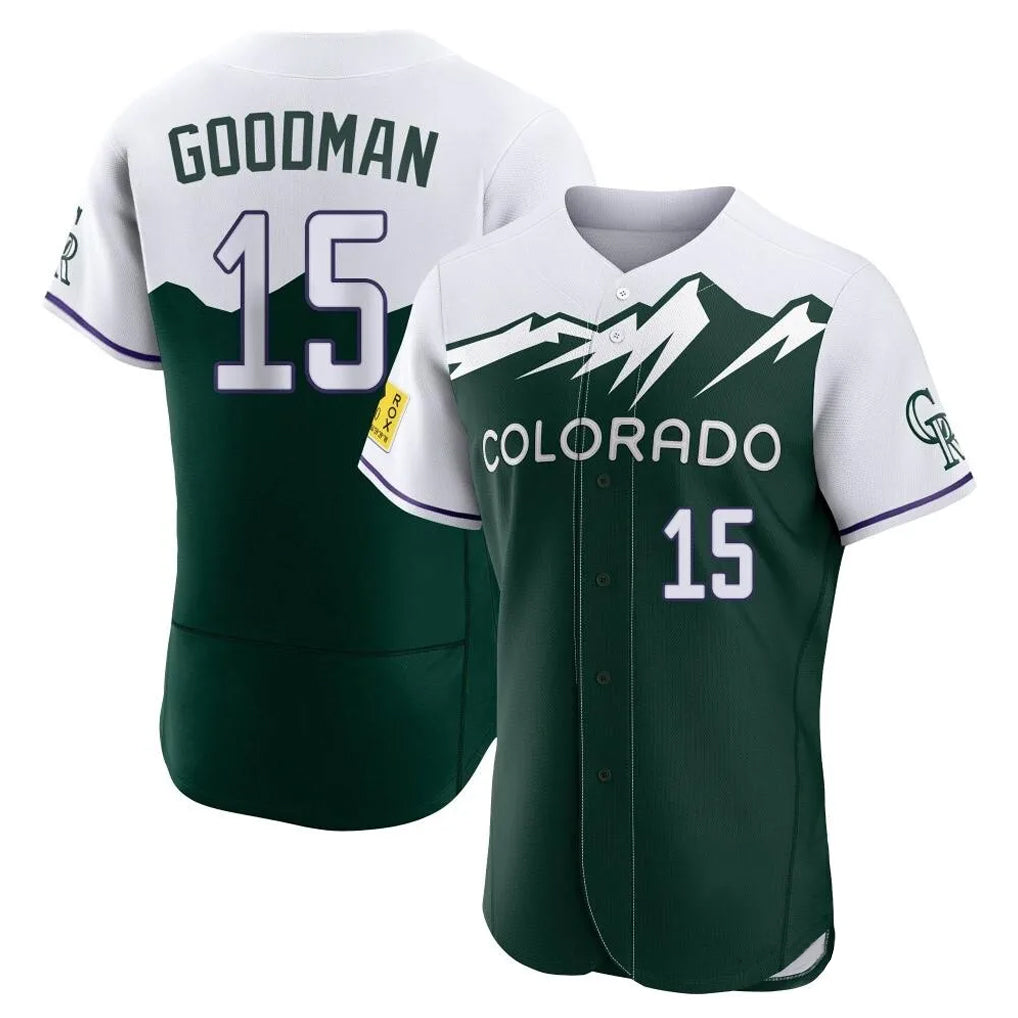 C.Rockies #15 Hunter Goodman Player Green City Connect Limited Elite Home Gdoa Stitched Jerseys