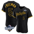 LA.Dodgers #5 Freddie Freeman Player Black World Series Snake Skin City Limited Elite Home Gdoa Stitched Jerseys